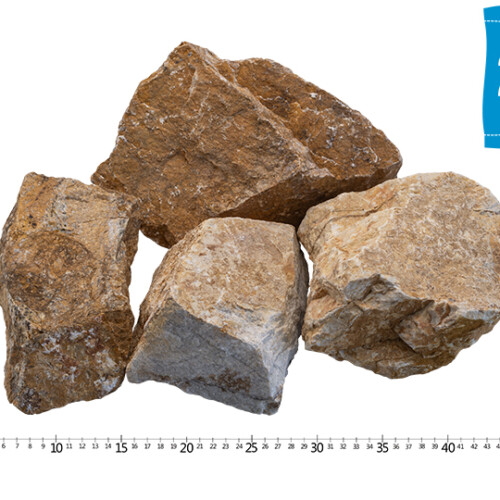 クラッシュマーブルロック イエロー　φ100-200mm内外